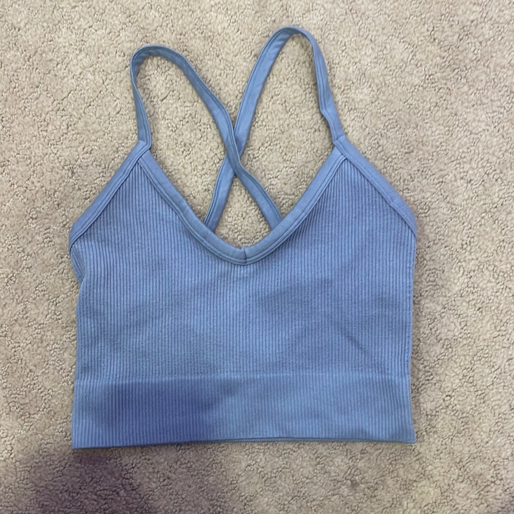cotton on body size xs blue tight cropped tank top